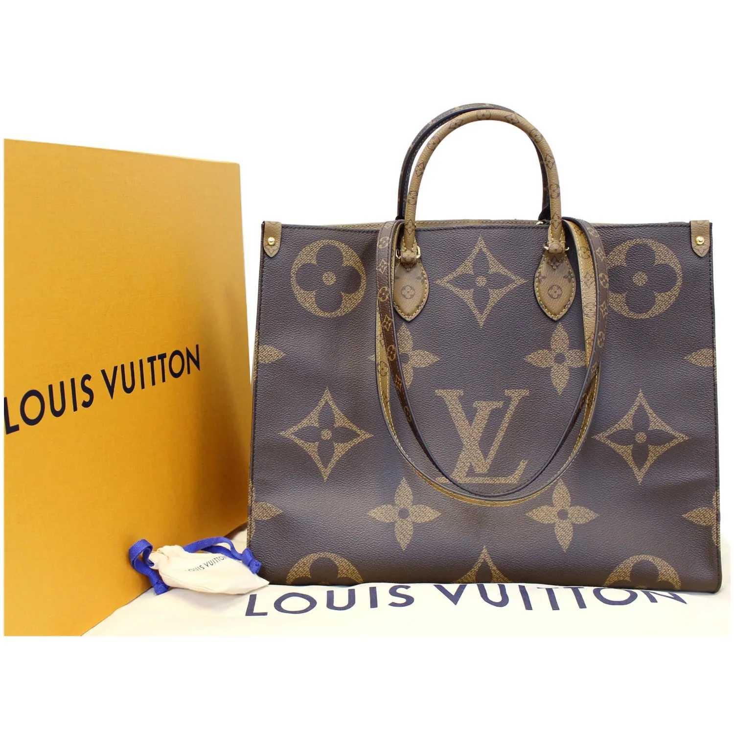 LOUIS VUITTON Onthego Reverse Monogram Giant Canvas Shoulder Bag Brown