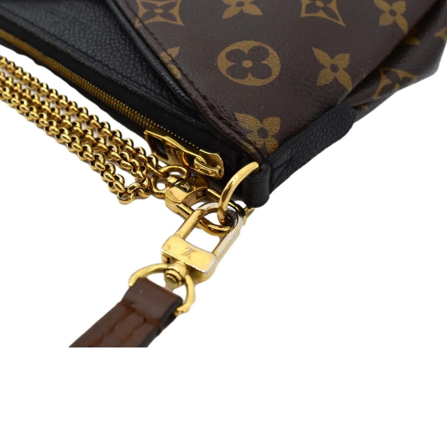 LOUIS VUITTON Pallas Monogram Canvas Clutch Crossbody Bag Brown