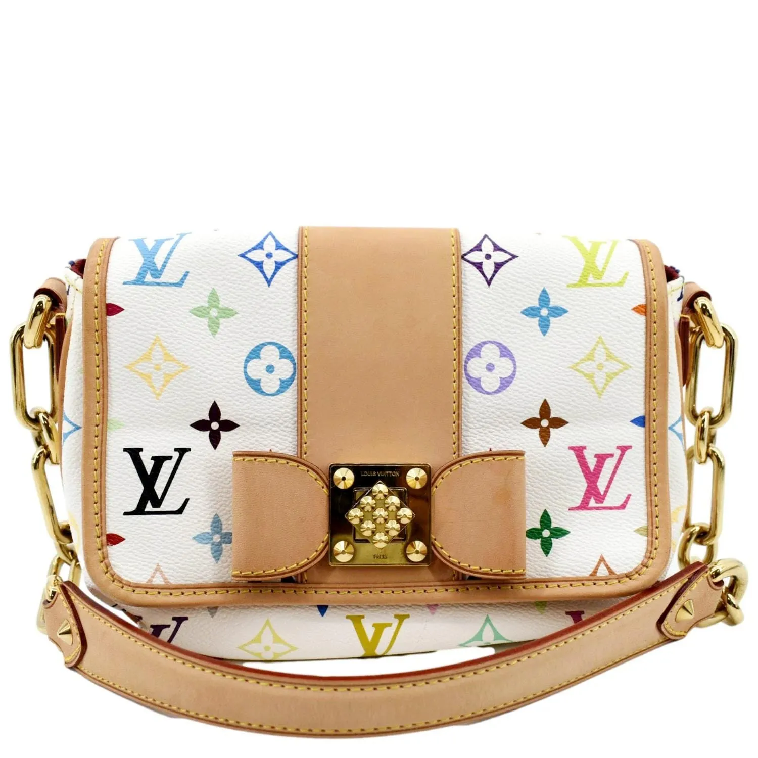 LOUIS VUITTON Patti White Monogram Shoulder Bag Multicolor