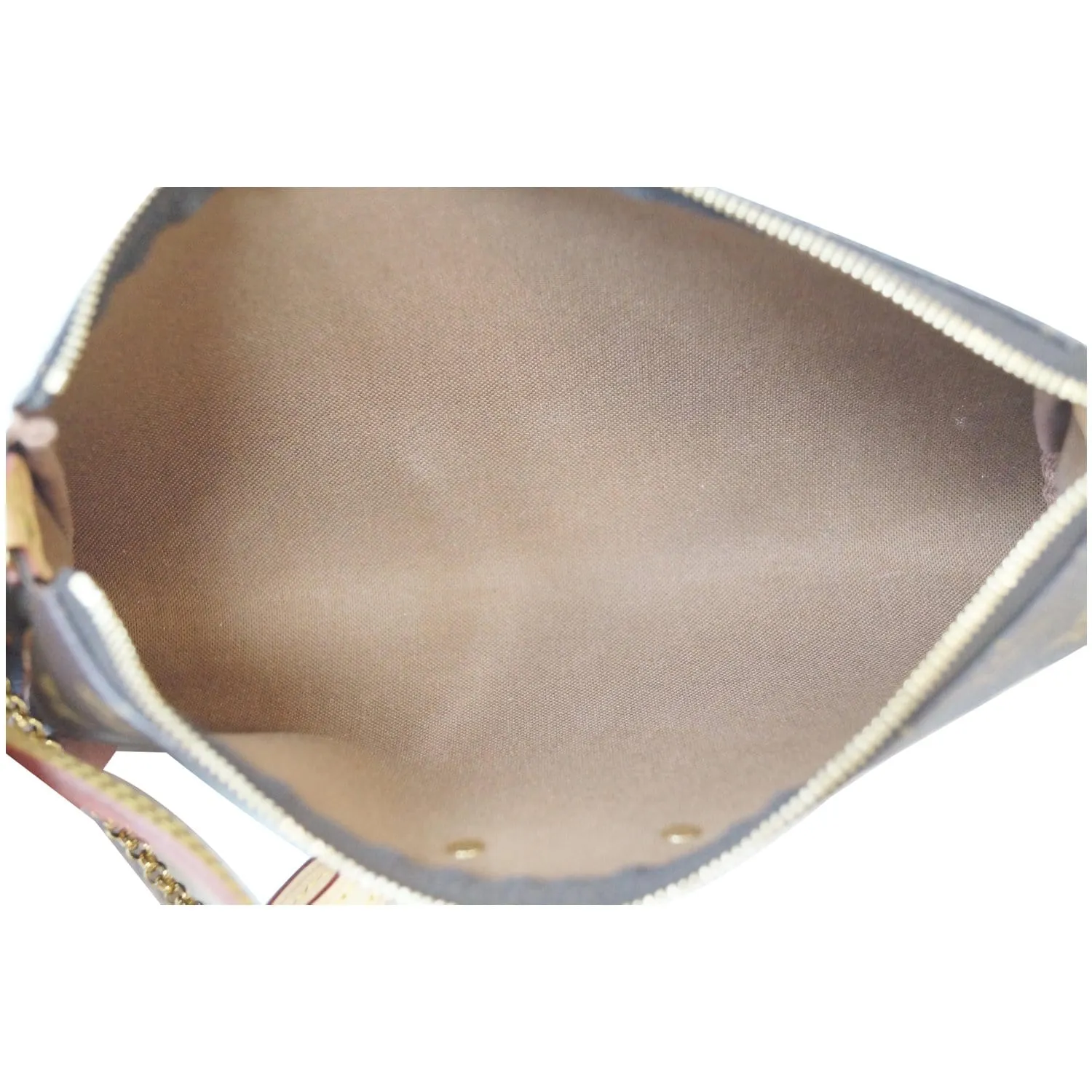 LOUIS VUITTON Pochette Eva Monogram Canvas Clutch Crossbody Bag Brown