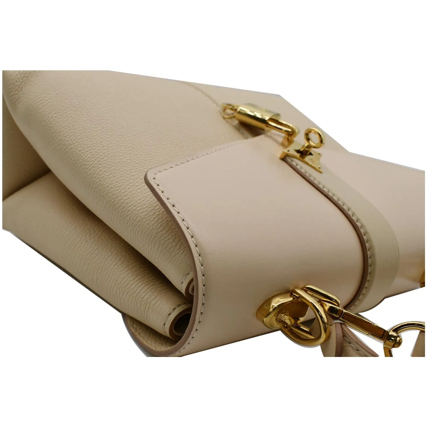 LOUIS VUITTON Rose Des Vents PM Grained Leather Top Handle Crossbody Bag Creme
