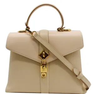 LOUIS VUITTON Rose Des Vents PM Grained Leather Top Handle Crossbody Bag Creme