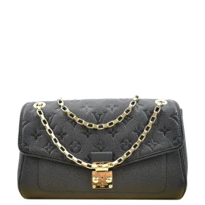 LOUIS VUITTON Saint Germain MM Monogram Empreinte Leather Shoulder Bag Black