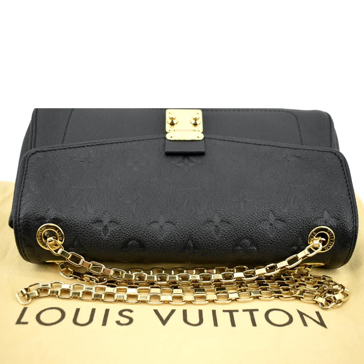 LOUIS VUITTON Saint Germain MM Monogram Empreinte Leather Shoulder Bag Black