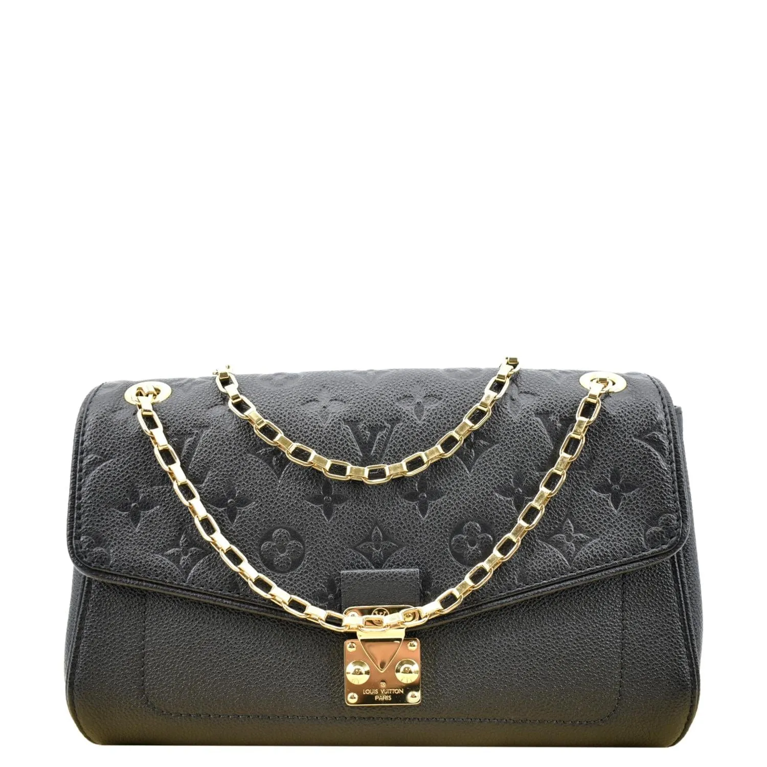LOUIS VUITTON Saint Germain MM Monogram Empreinte Leather Shoulder Bag Black