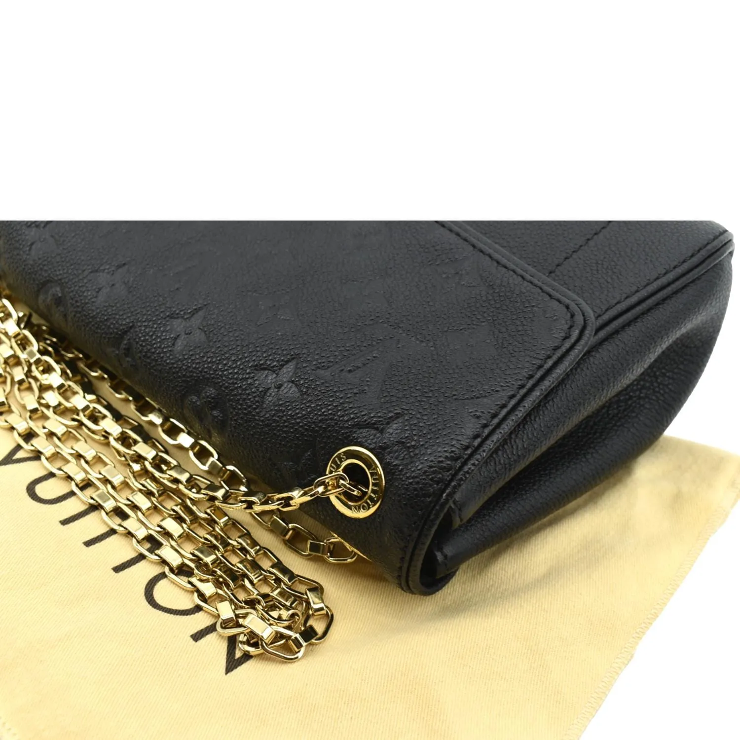 LOUIS VUITTON Saint Germain MM Monogram Empreinte Leather Shoulder Bag Black