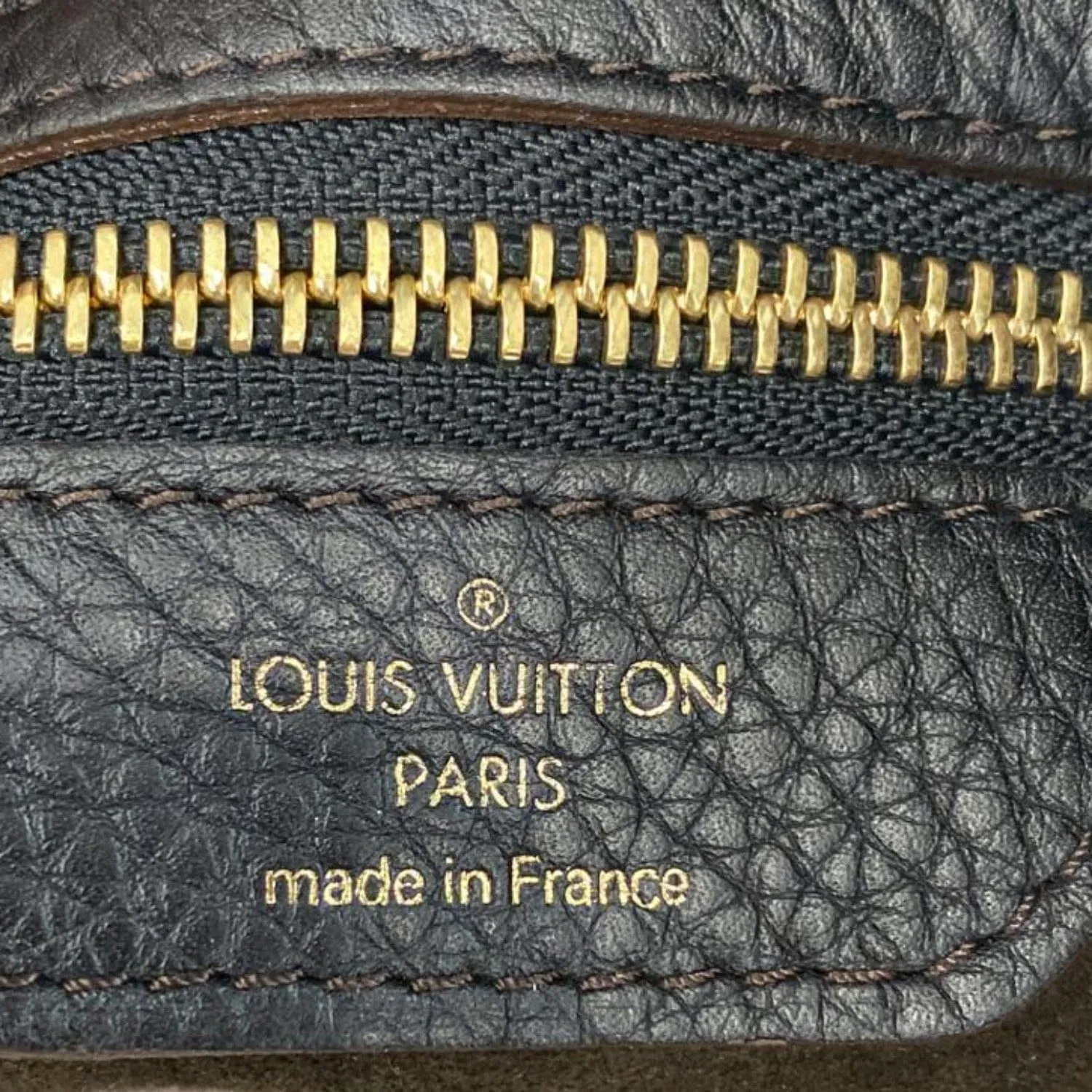 Louis Vuitton Selene MM Mahina Leather Tote Shoulder Bag Black Noir
