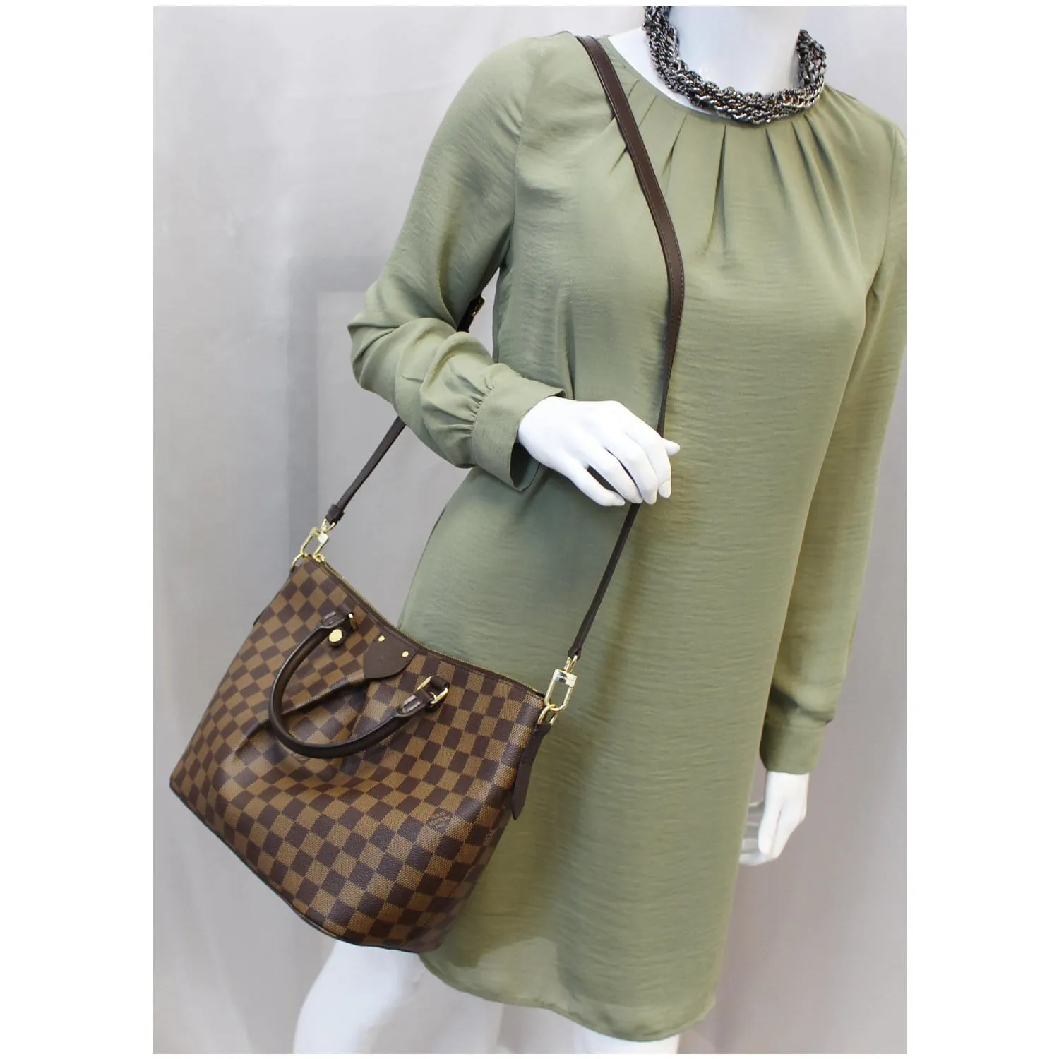 LOUIS VUITTON Siena MM Damier Ebene Shoulder Bag Brown