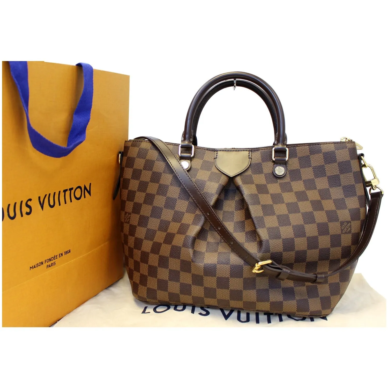 LOUIS VUITTON Siena MM Damier Ebene Shoulder Bag Brown