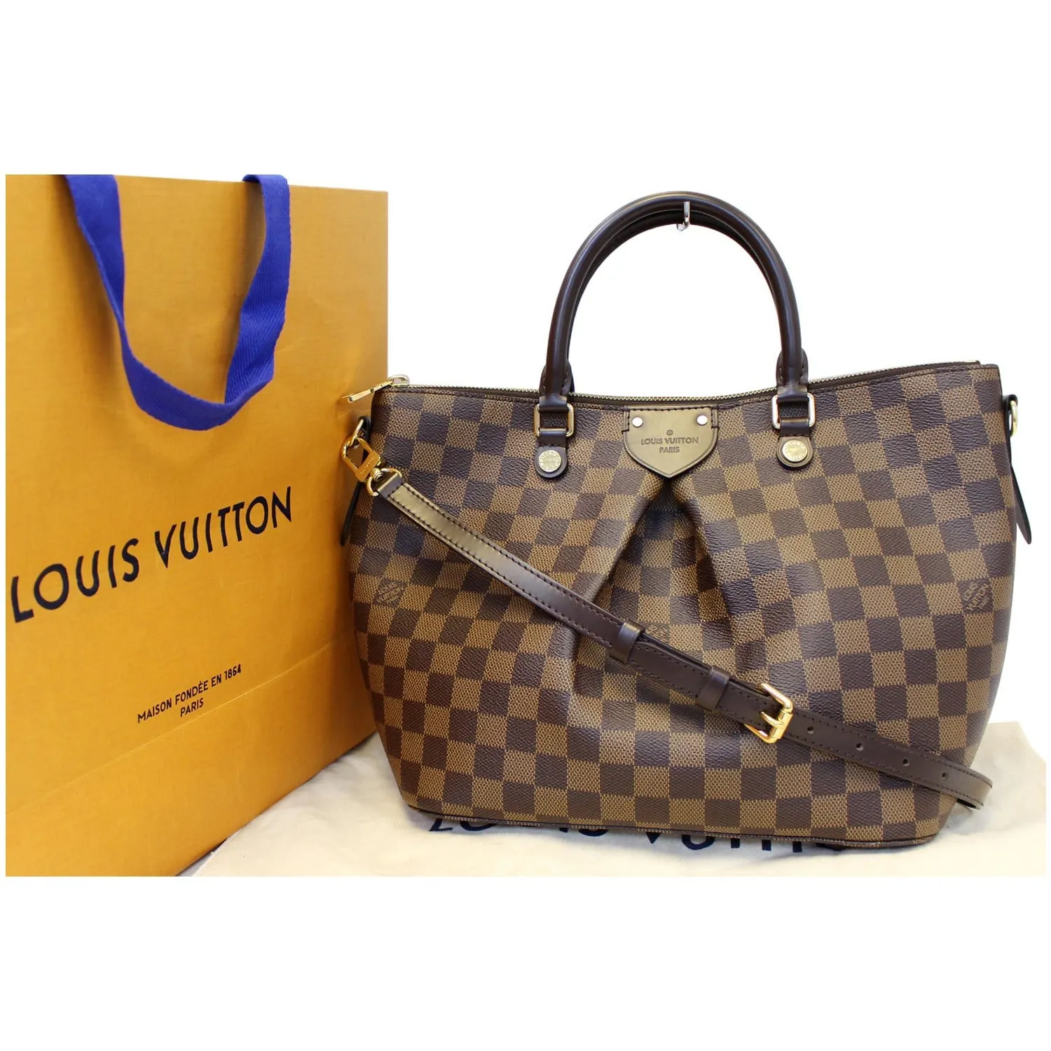 LOUIS VUITTON Siena MM Damier Ebene Shoulder Bag Brown