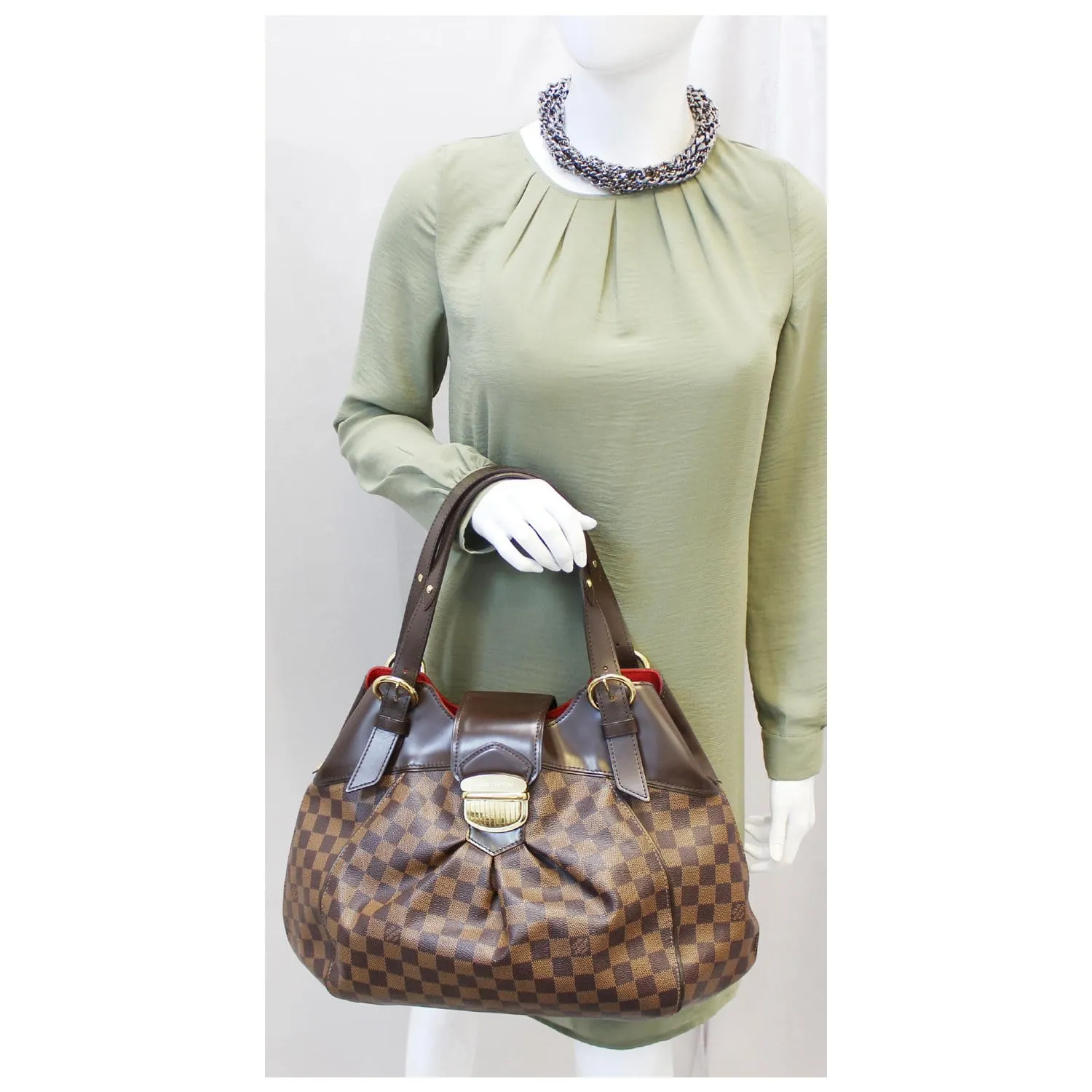 LOUIS VUITTON Sistina GM Damier Ebene Shoulder Handbag