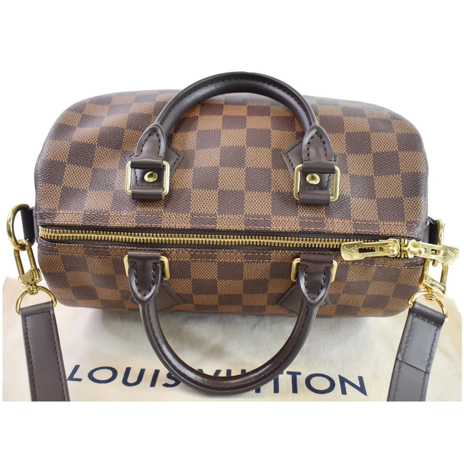LOUIS VUITTON Speedy 25 Bandouliere Damier Ebene Shoulder Bag Brown