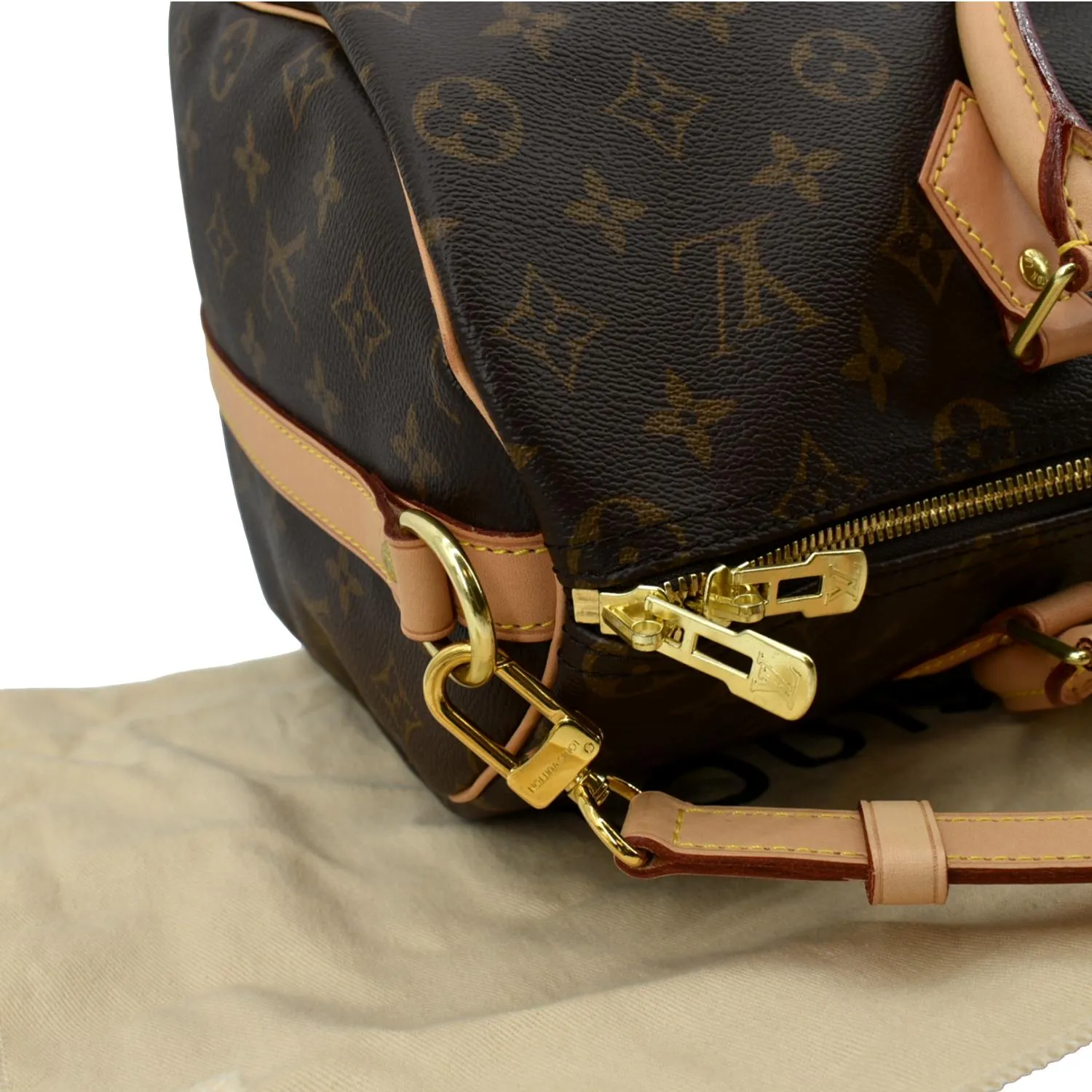 LOUIS VUITTON Speedy 35 Bandouliere Monogram Canvas Shoulder Bag Brown