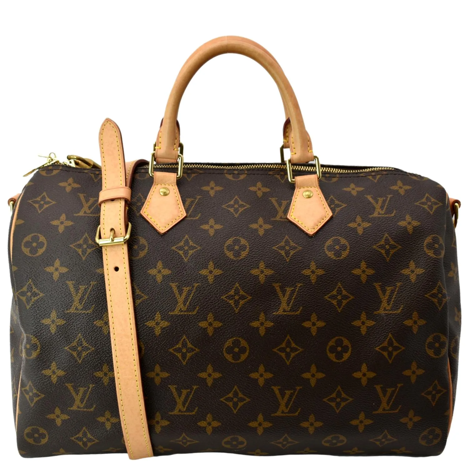 LOUIS VUITTON Speedy 35 Bandouliere Monogram Canvas Shoulder Bag Brown