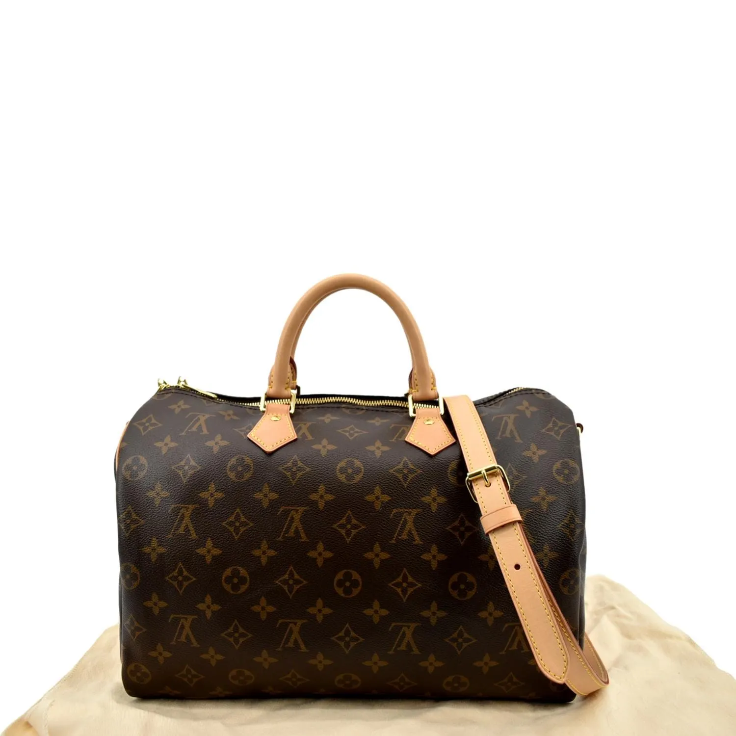 LOUIS VUITTON Speedy 35 Bandouliere Monogram Canvas Shoulder Bag Brown