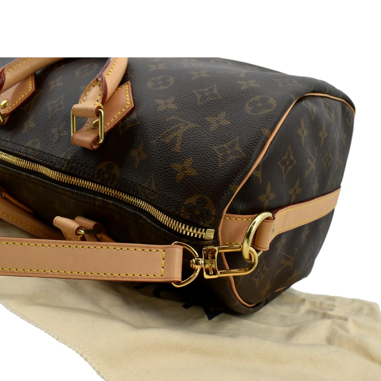 LOUIS VUITTON Speedy 35 Bandouliere Monogram Canvas Shoulder Bag Brown