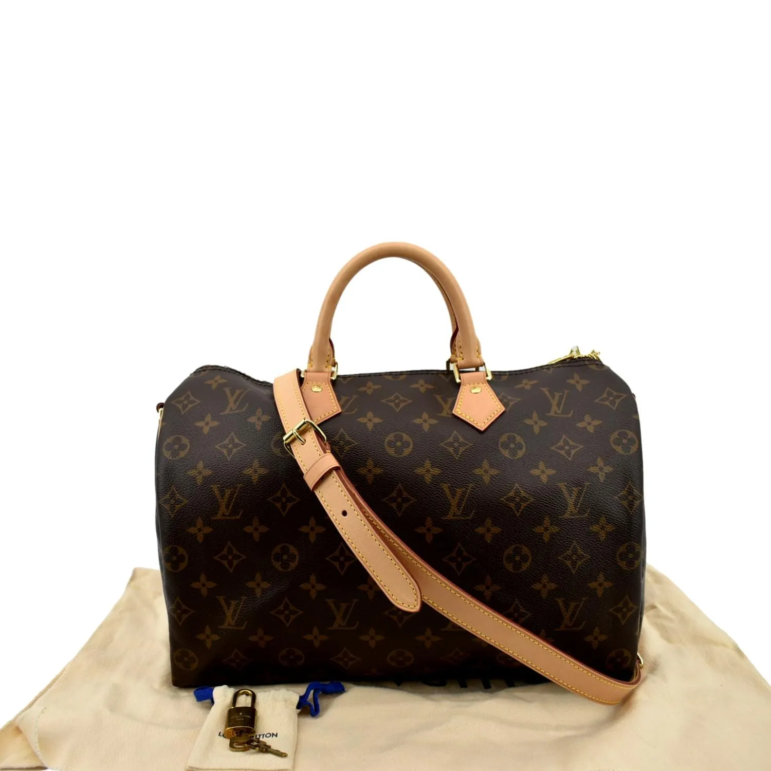 LOUIS VUITTON Speedy 35 Bandouliere Monogram Canvas Shoulder Bag Brown