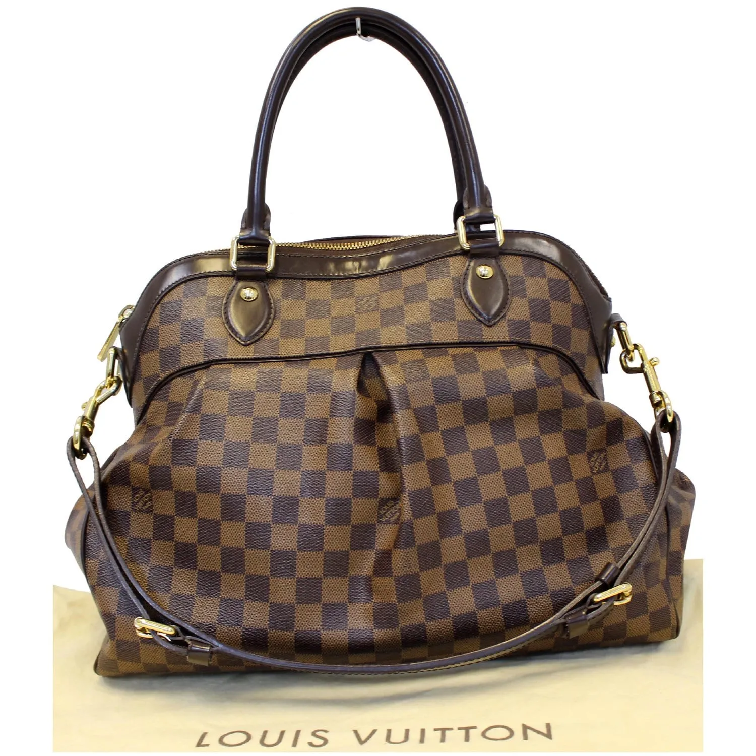 LOUIS VUITTON Trevi GM Damier Ebene 2way Shoulder Handbag Brown