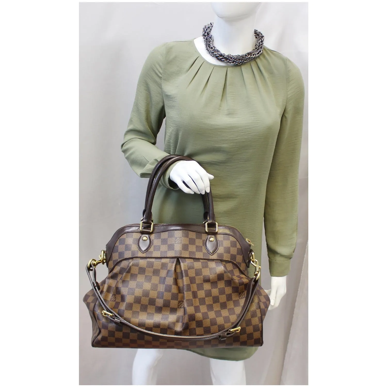 LOUIS VUITTON Trevi GM Damier Ebene 2way Shoulder Handbag Brown