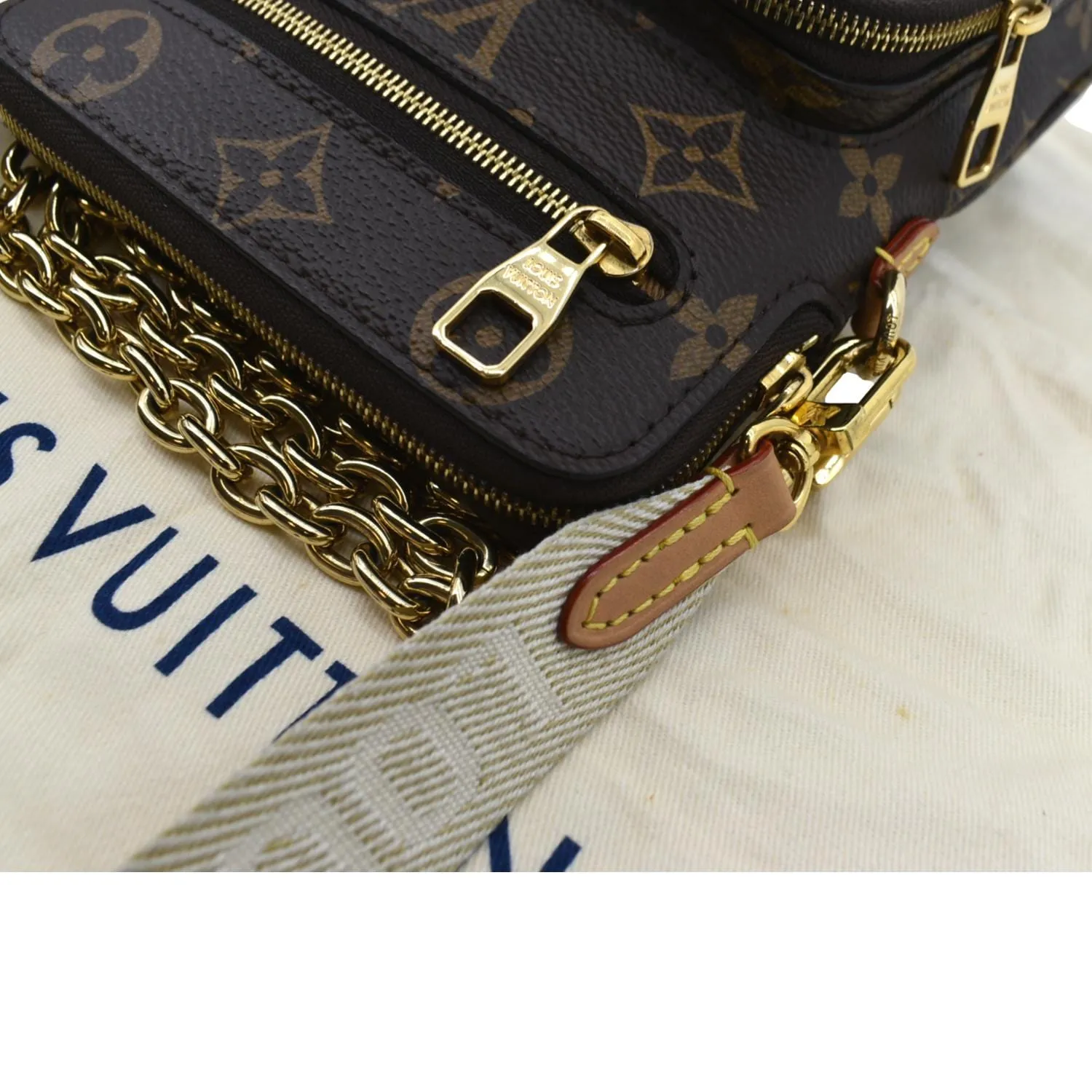 LOUIS VUITTON Utility Phone Sleeve Monogram Canvas Crossbody Bag Brown