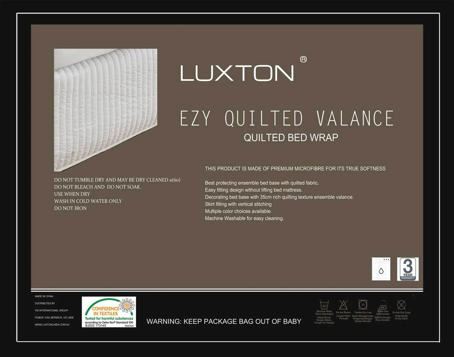 Luxton Ezy Quilted Valance - Navy