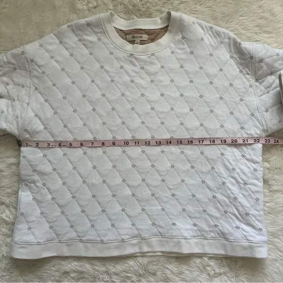 Madewell Sweater Quilted Swing Sweatshirt Cropped Pullover Antique Cream L