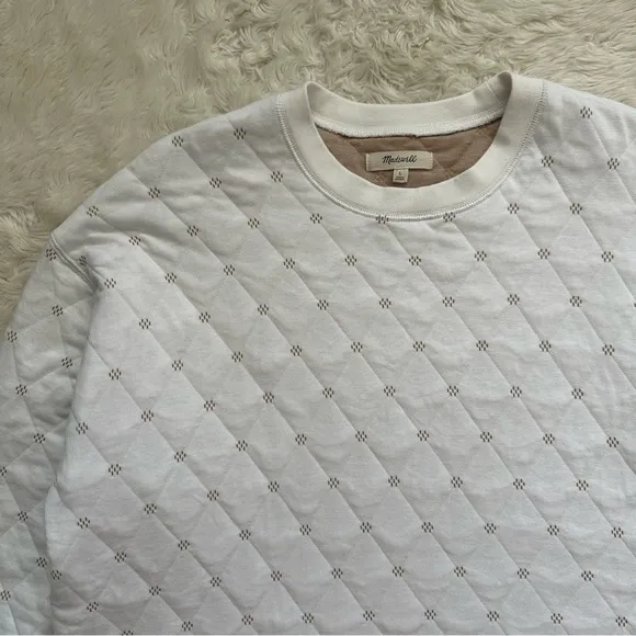 Madewell Sweater Quilted Swing Sweatshirt Cropped Pullover Antique Cream L