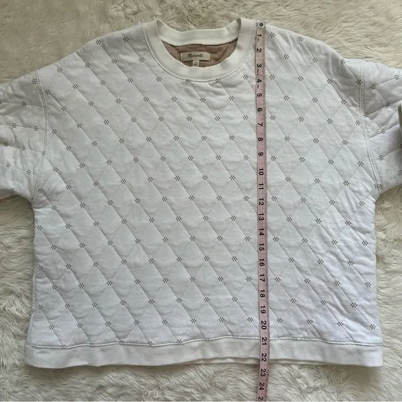 Madewell Sweater Quilted Swing Sweatshirt Cropped Pullover Antique Cream L