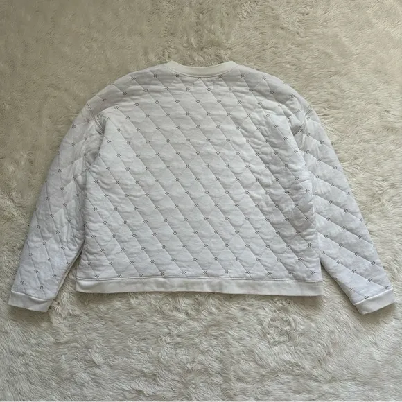 Madewell Sweater Quilted Swing Sweatshirt Cropped Pullover Antique Cream L