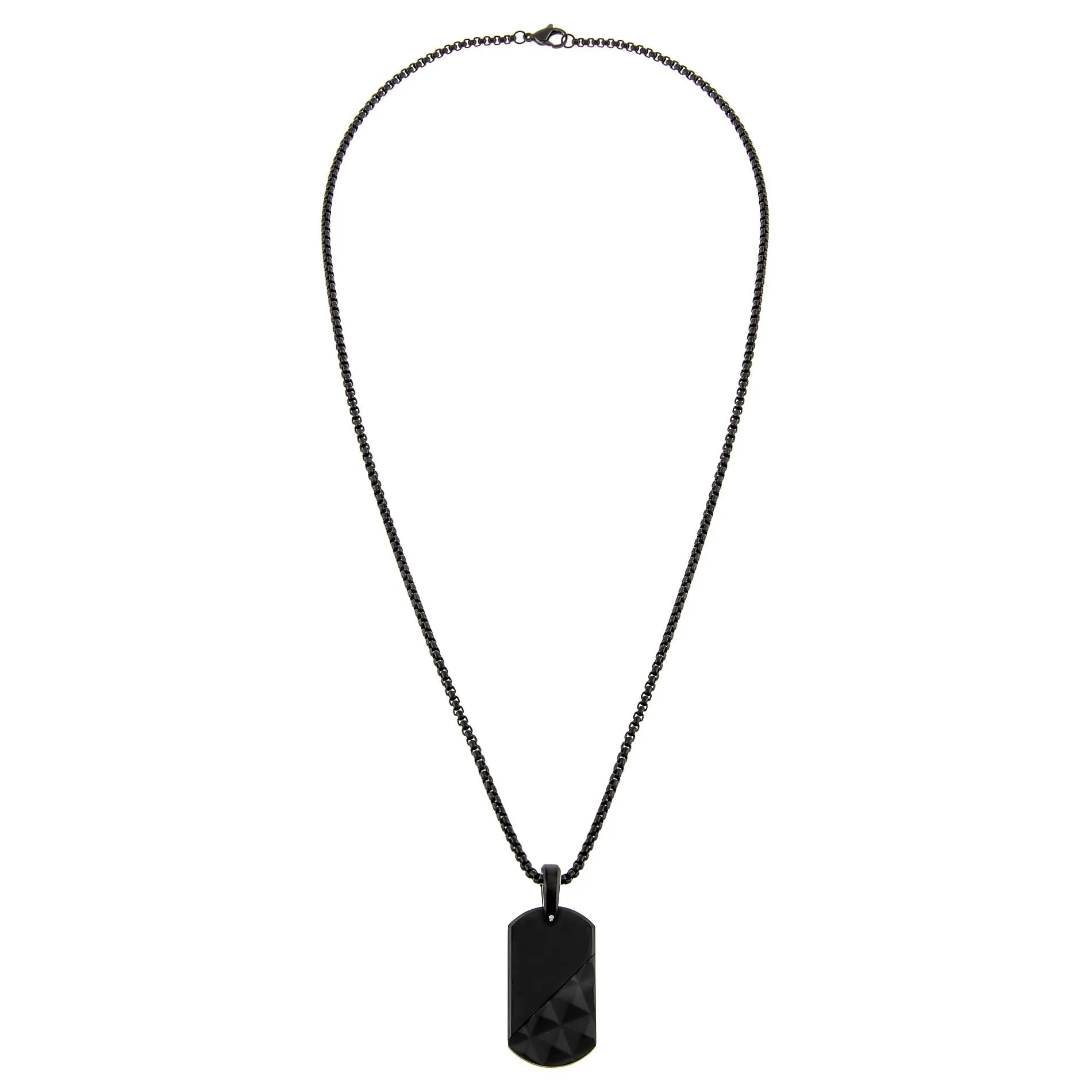 Matte Studded Dog Tag Necklace
