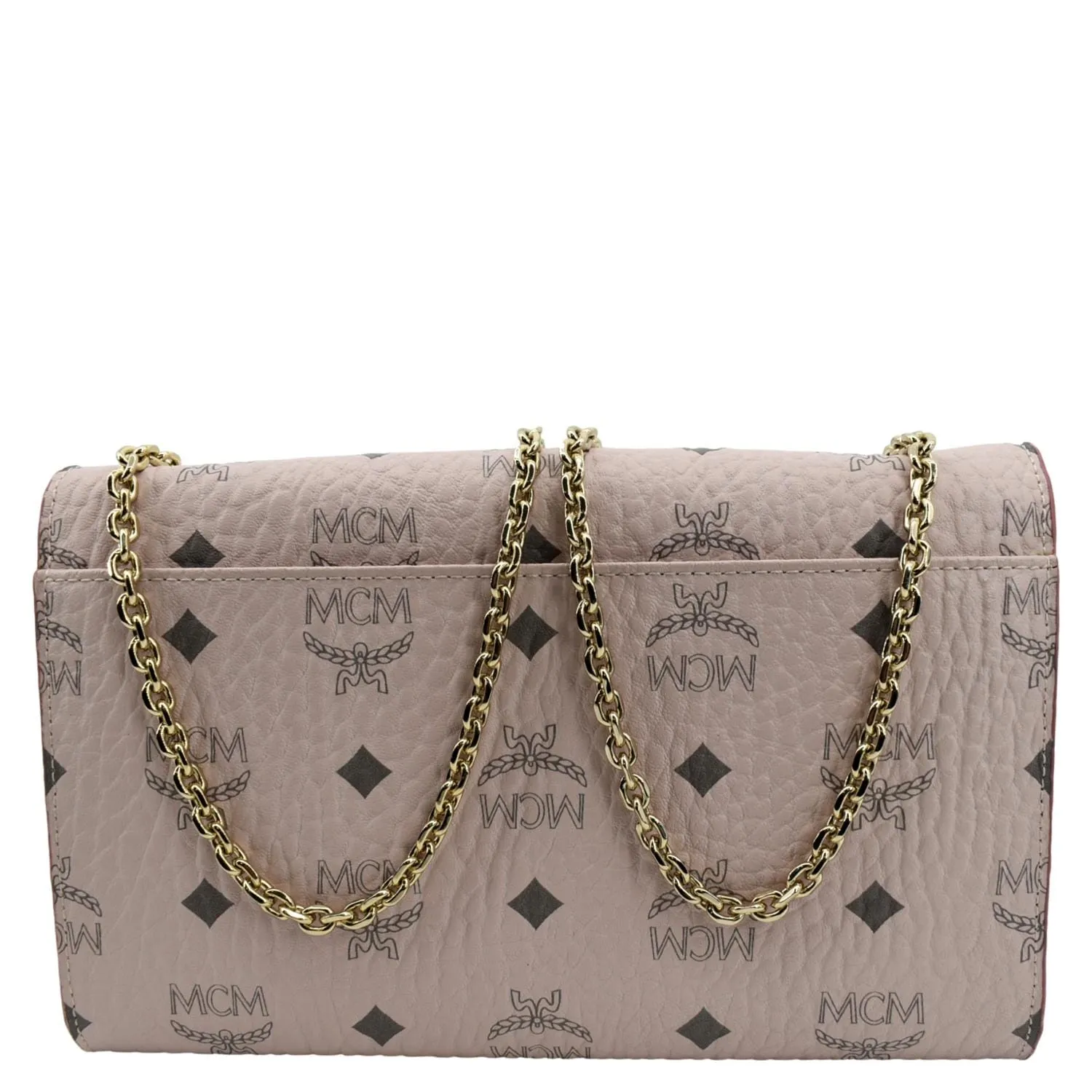 MCM Patricia Visetos Leather Crossbody Wallet Powder Pink