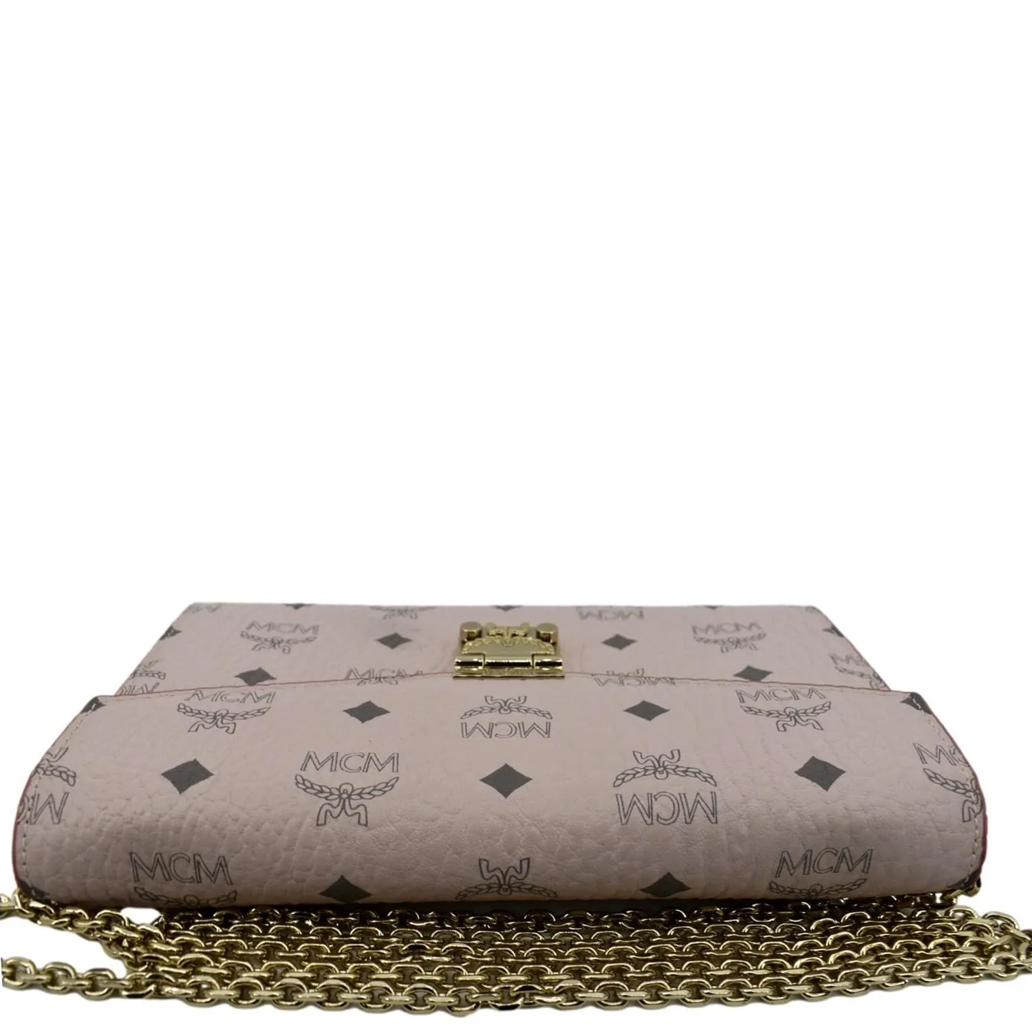 MCM Patricia Visetos Leather Crossbody Wallet Powder Pink