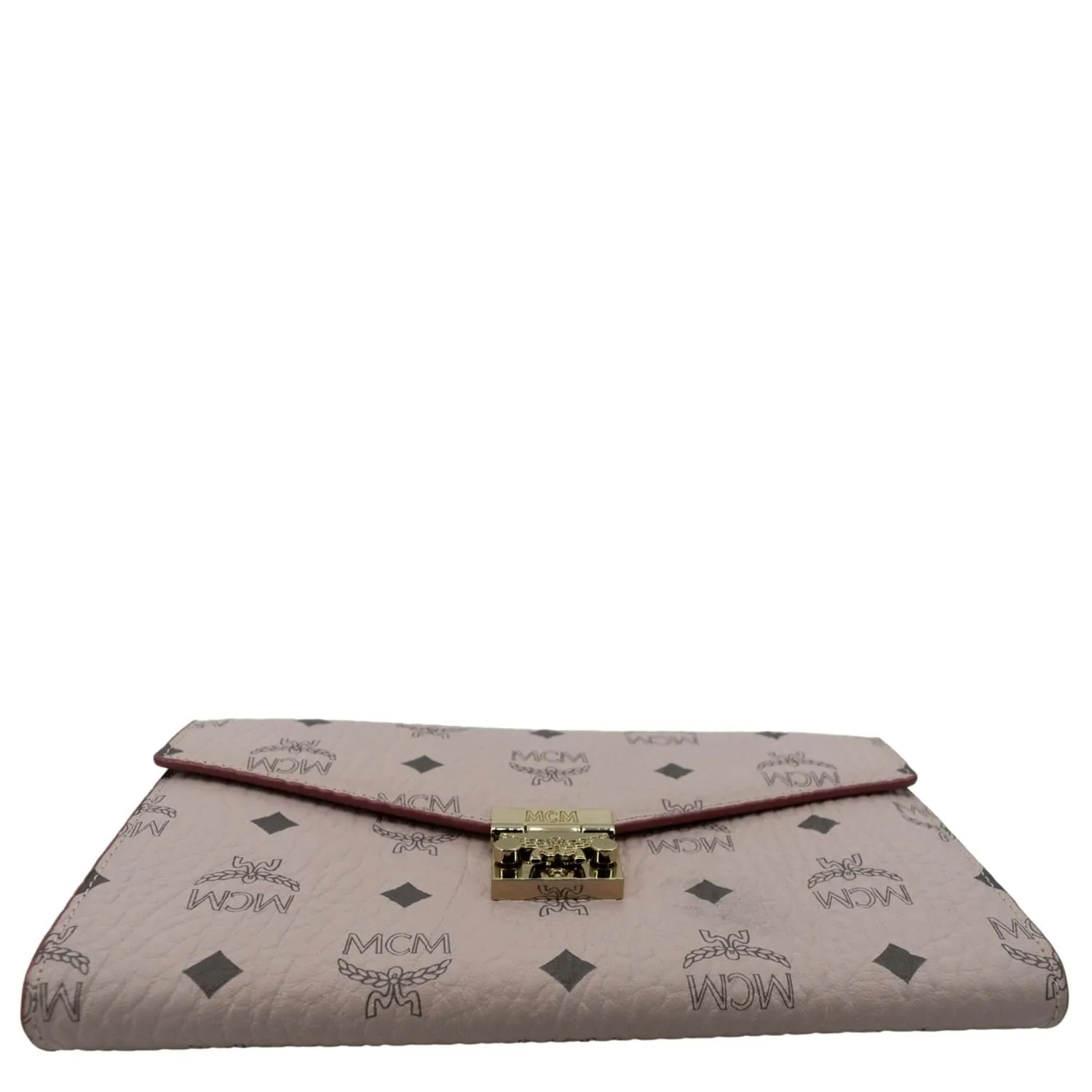 MCM Patricia Visetos Leather Crossbody Wallet Powder Pink