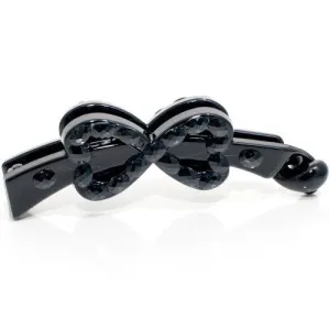 Medium Black Bow Shaped Banana Clip with Studded Design