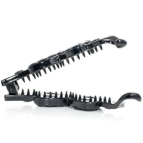Medium Black Bow Shaped Banana Clip with Studded Design