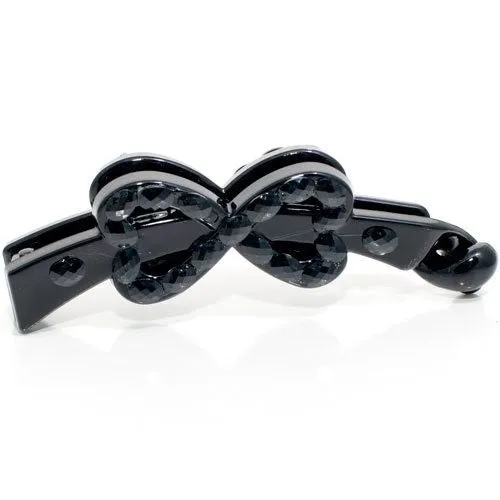 Medium Black Bow Shaped Banana Clip with Studded Design