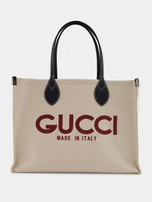 Medium Tote Bag with Gucci Print