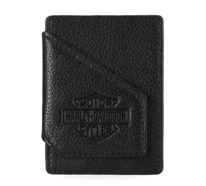 Mens Bar & Shield Core Pebble Card Case Wallet - Black
