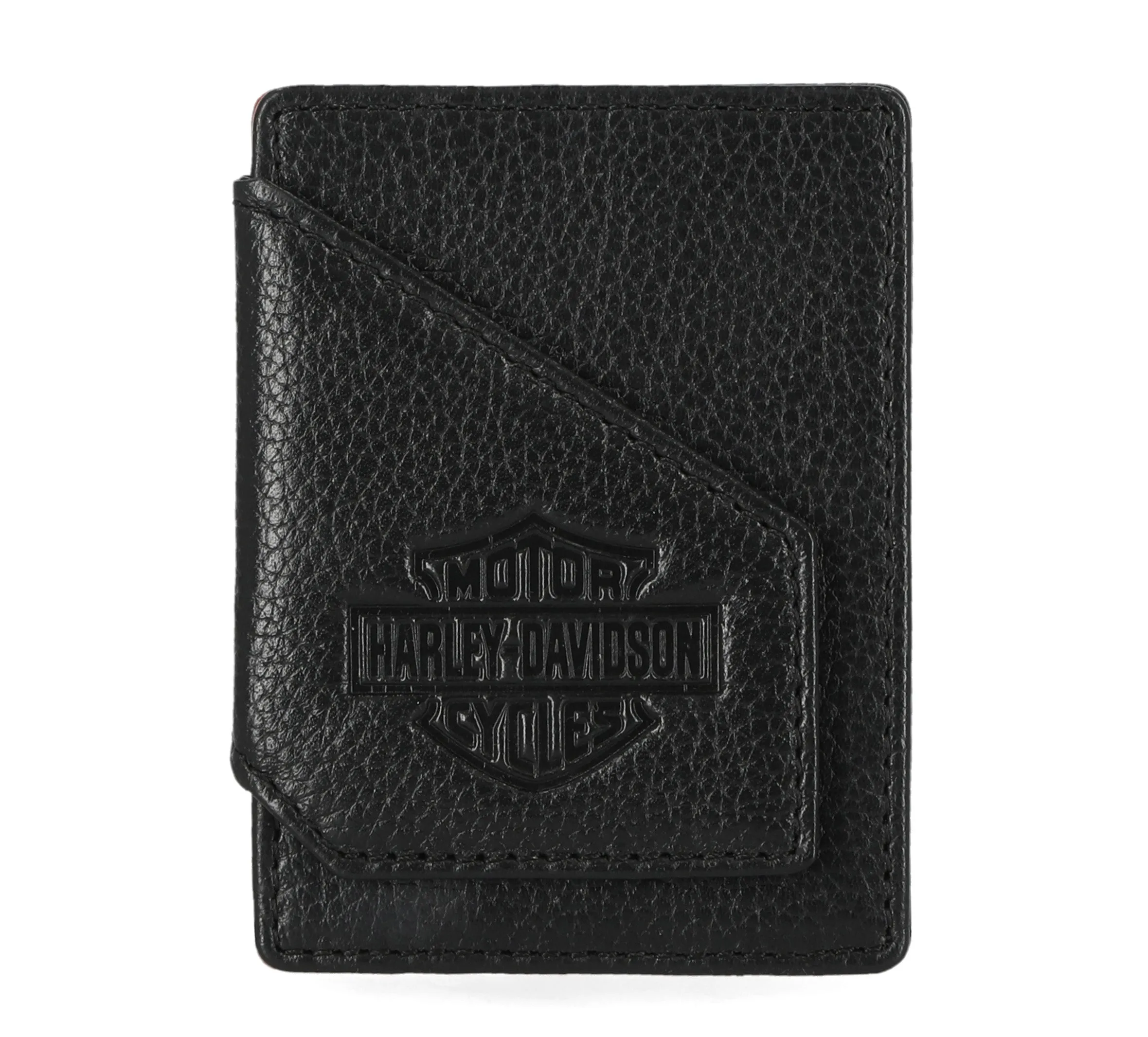 Mens Bar & Shield Core Pebble Card Case Wallet - Black
