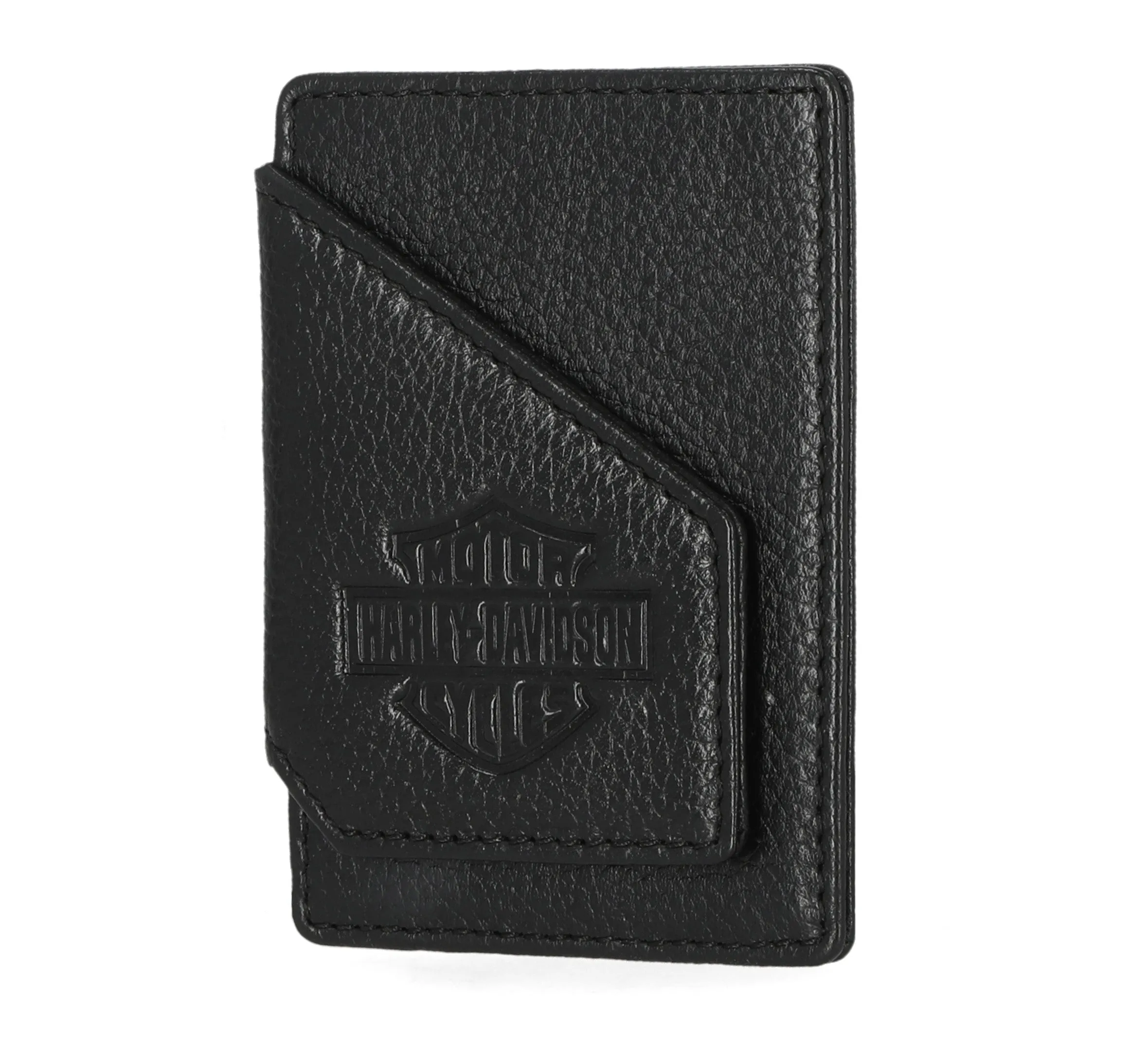 Mens Bar & Shield Core Pebble Card Case Wallet - Black