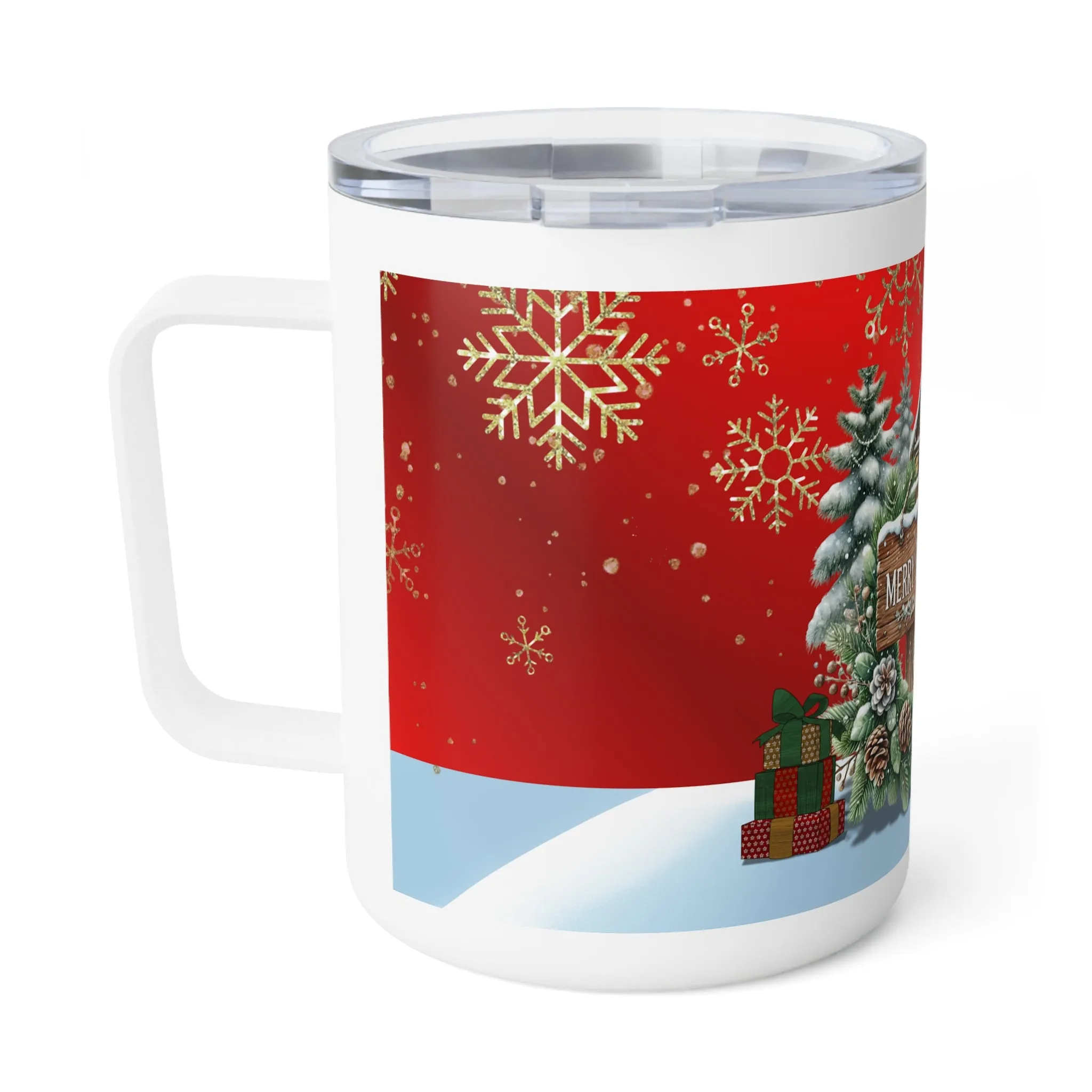 Merry Christmas Insulated Coffee Mug, 10oz