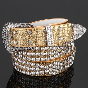 Metallic Gold Rhinestone Studded Belt
