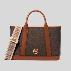 MICHAEL KORS Luisa Small Signature Logo Satchel Brown RB-30R4G99T1V