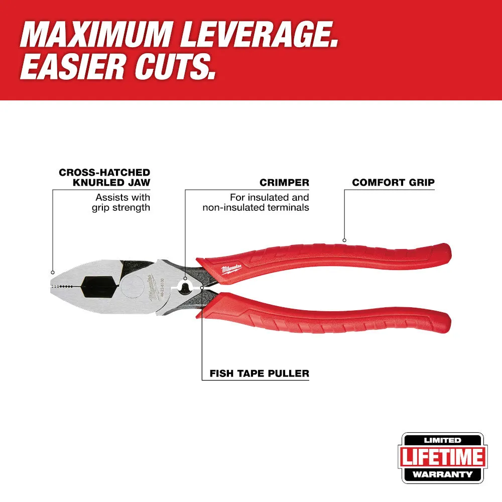 Milwaukee 48-22-6100 9" Comfort Grip High Leverage Lineman's Pliers with Crimper