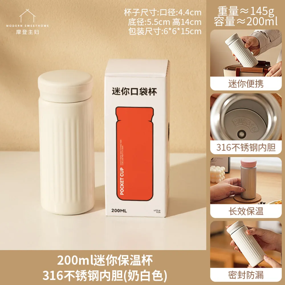 Modern Housewife Mini 316 Stainless Steel Insulated Bottle - Milk White, 200ml
