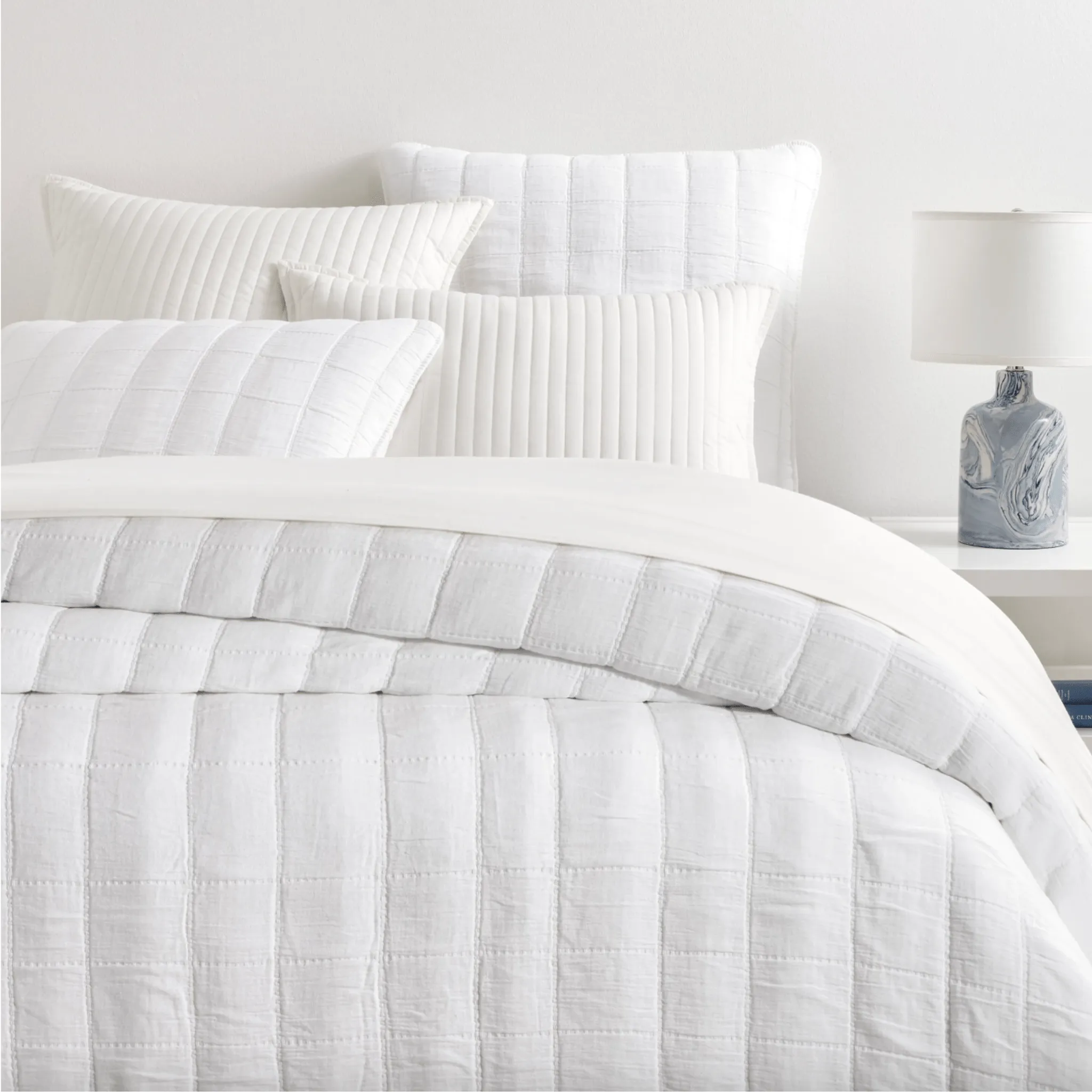 Monet White Quilted Sham