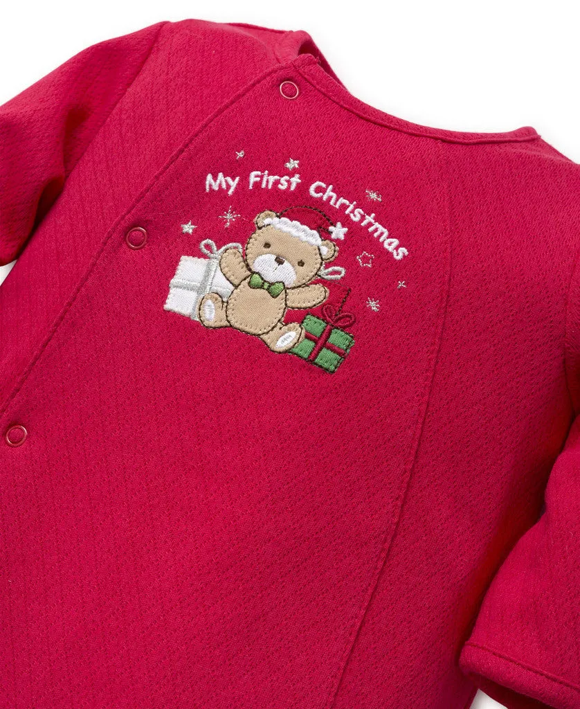 My First Christmas Holiday Boys Bear Footie