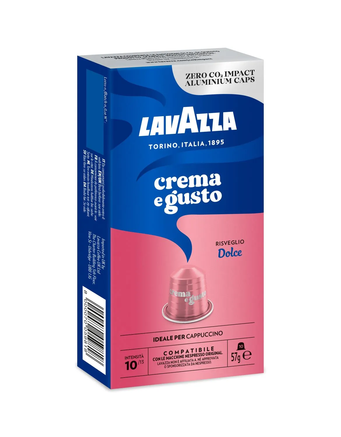 Nespresso Compatible Lavazza Crema e Gusto Dolce 100 Coffee Capsules