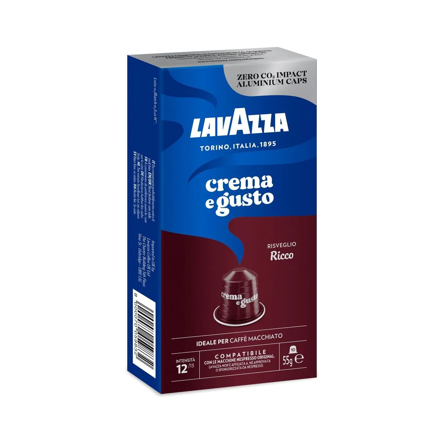 Nespresso Compatible Lavazza Crema e Gusto Ricco 10 Coffee Capsules