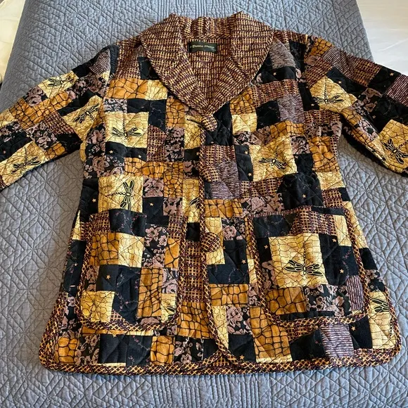 New Donna Sharp Vintage Quilted Cotton Dragonfly Jacket Size: P